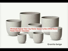 Vente en gros Populaire Planteur en fibre d'argile Texture Surface Blanc Ronde Bouteilles de fleurs Pour la décoration