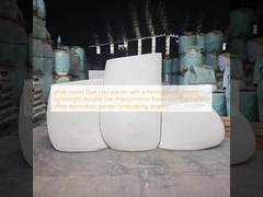 Pot de fleur rond en fibre d'argile blanche avec motif en chevrons, léger, durable, facile d'entretien, pour décoration de villa de vacances, bureau, projet d'aménagement paysager de jardin