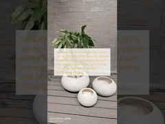 Neutre beige pierre naturelle tachetée -imiter la conception ronde planteuse en fibre d'argile terreuse esthétique légère durable à faible entretien pot de fleurs vacances Villa décoration de bureau projet d'aménagement paysager de jardin
