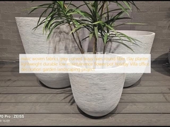 Mini-tissus tissés gris lignes ondulées courbes pot de fleur en argile fibre ronde léger durable peu d'entretien décoration de bureau de villa de vacances projet d'aménagement paysager de jardin