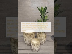 imiter la texture inégale de la pierre tonne terreuse ronde planteuse d'argile à fibre légère durable à faible entretien pot de fleurs vacances Villa décoration de bureau Projet d'aménagement paysager sur le toit Jardins