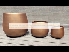 goden delux marron chaud aux tons métalliques - pot en fibre d'argile de forme ovale, pour l'aménagement paysager architectural