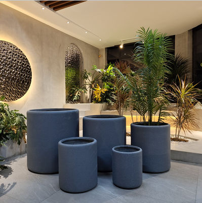 Pot de terre cuite en fibre rond mat résistant au gel pour jardin intérieur