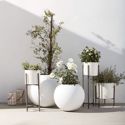 acheter Facile à nettoyer finition brillante pots de fleurs en fibre de verre pour les plantes artificielles décor online manufacture