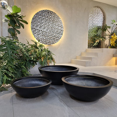 acheter Forme de bol pots de plantes en fibre de verre noir pour le sol de jardin online manufacture