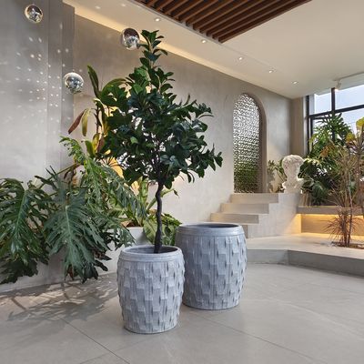 acheter D390*H410B D340*H360 Planteur en fibre d'argile avec surface texturée et caractère résistant au gel online manufacture