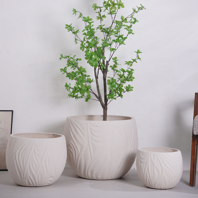 acheter neutral beige round fiber clay planter online manufacture