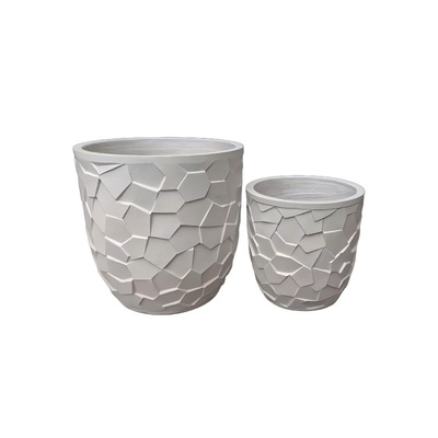 acheter Planteur en argile de fibre ronde blanche avec motif mosaïque polygonal irrégulier léger durable à faible entretien pot de fleurs vacances Villa décoration de bureau projet d'aménagement paysager de jardin online manufacture
