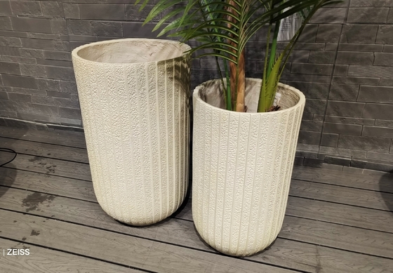 acheter Légère beige à rayures minces disposées verticalement Textures rondes en fibre d'argile sur le toit Pot de jardin online manufacture