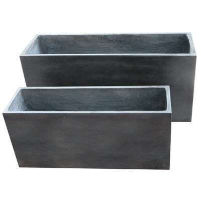 Planteur en fibre d'argile rectangulaire mate avec trous de drainage