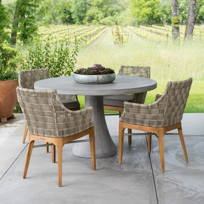 Table à manger en béton de forme rectangulaire pour jardin de patio