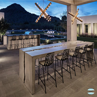 Contemporain Résistant aux intempéries Ciment en fibre en béton Dining Tbale Avec des jambes robustes