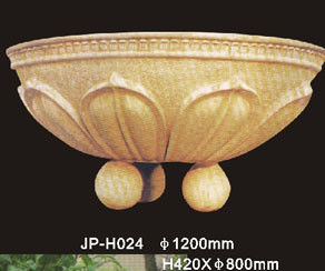 Des pots de fleurs naturels en grès rond sculptés à la main pour l' intérieur / extérieur et le jardin