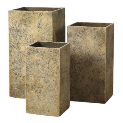 Potes de ciment résistantes aux intempéries sculptées à la main pour la décoration intérieure et extérieure