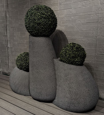 Puits de fleurs en fibre noire d'argile pour la plantation et la décoration extérieures intérieures