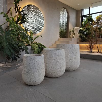 Planteur d'argile renforcée sculptée à la main style moderne pour les jardins intérieurs et extérieurs