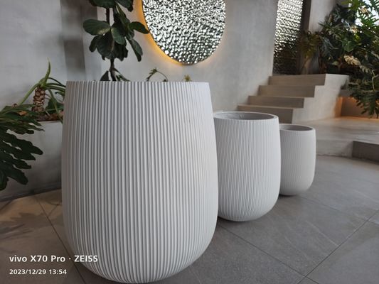 Planteur en fibre d'argile à surface lisse pour les options d'affichage de plantes personnalisées