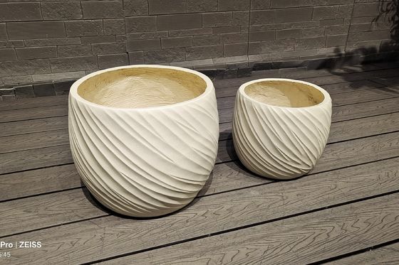 Planteur en fibre d'argile résistant à l'eau et au feu Φ350*H240 avec trous de drainage et Φ300*H210