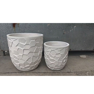 Planteur en argile de fibre ronde blanche avec motif mosaïque polygonal irrégulier léger durable à faible entretien pot de fleurs vacances Villa décoration de bureau projet d'aménagement paysager de jardin