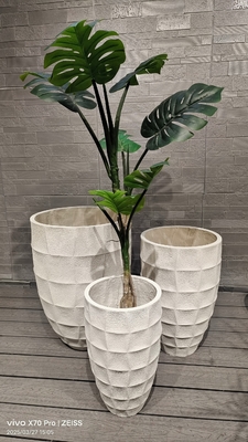 l'apparence contemporaine des formes géométriques angulaires blanches rondes fibre d'argile planteur léger durable à faible entretien pot de fleurs vacances villa bureau décoration jardin projet d'aménagement paysager